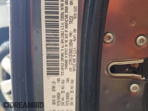 2010 Dodge 1500 Laramie с VIN 1D7RV1GT8AS118940, выставлен на аукционе Copart как лот 57586965 с пробегом 196 433 миль миль и Списание • Salvage title. История ставок и продаж доступна на DreamBid. Изображение 12.