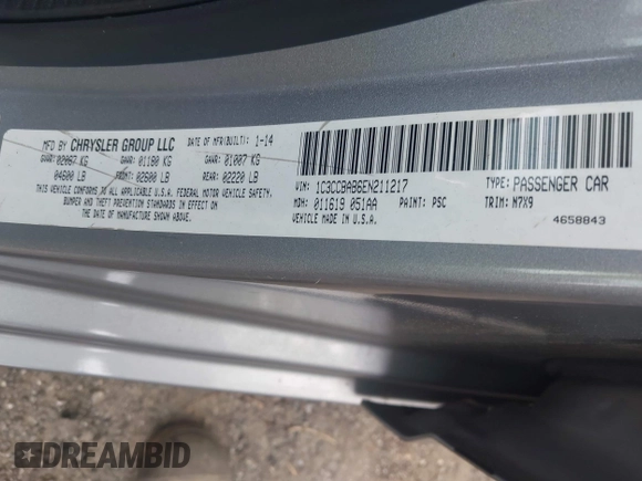2014 Chrysler 200 LX z VIN 1C3CCBAB6EN211217, wystawiony jako IAAI lot #42169450 z przebiegiem 97 948 mil mil oraz . Historia ofert i sprzedaży dostępna na DreamBid. Obrazek 9.