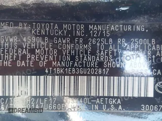 2016 Toyota Avalon Limited with VIN 4T1BK1EB3GU202817, listed as a IAAI auction lot 42023194 with 86,979 mi miles and . Bid and sale history available at carsss.com. Image 9.