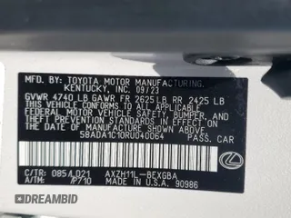 2024 Lexus ES 300h with VIN 58ADA1C10RU040064, listed as a Copart auction lot 58858825 with 8,021 mi miles and Salvage title. Bid and sale history available at DreamBid. Image 12.