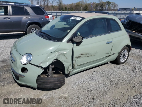 2012 FIAT 500 Gucci with VIN 3C3CFFER8CT381436, listed as a Copart auction lot 50696735 with 26,278 mi miles and Salvage Title. Bid and sale history available at carsss.com. Image 1.