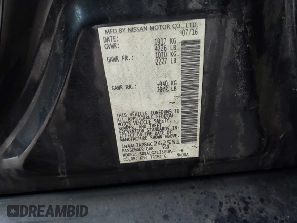 2016 Nissan Altima S z VIN 1N4AL3AP8GC262551, wystawiony jako IAAI lot #42122080 z przebiegiem 96 181 mil mil oraz . Historia ofert i sprzedaży dostępna na DreamBid. Obrazek 9.