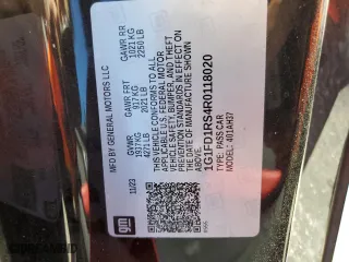 2024 Chevrolet Camaro 2LT with VIN 1G1FD1RS4R0118020, listed as a Copart auction lot 75322484 with 11,035 mi miles and Salvage Title. Bid and sale history available at carsss.com. Image 15.