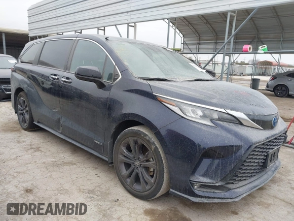 2021 Toyota Sienna XSE with VIN 5TDXRKEC5MS025417, listed as a IAAI auction lot 41420892 with 56,055 mi miles and . Bid and sale history available at DreamBid. Image 1.