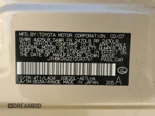 2007 Lexus IS 250 z VIN JTHBK262272043761, wystawiony jako Copart lot #57320445 z przebiegiem 97 332 mil mil oraz Szkoda całkowita • Salvage title. Historia ofert i sprzedaży dostępna na DreamBid. Obrazek 13.
