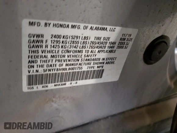 2020 Honda Passport Touring z VIN 5FNYF8H90LB001755, wystawiony jako Copart lot #75434854 z przebiegiem 48 984 mil mil oraz Szkoda całkowita • Salvage title. Historia ofert i sprzedaży dostępna na DreamBid. Obrazek 13.