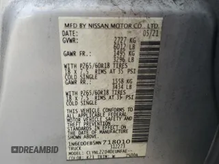 2021 Nissan Frontier SV z VIN 1N6ED0EB5MN718010, wystawiony jako Copart lot #59745975 z przebiegiem 51 832 mil mil oraz Szkoda całkowita • Salvage title. Historia ofert i sprzedaży dostępna na DreamBid. Obrazek 12.