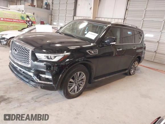 2021 Infiniti QX80 Luxe with VIN JN8AZ2AE8M9272267, listed as a IAAI auction lot 41408983 with 86,188 mi miles and . Bid and sale history available at DreamBid. Image 2.