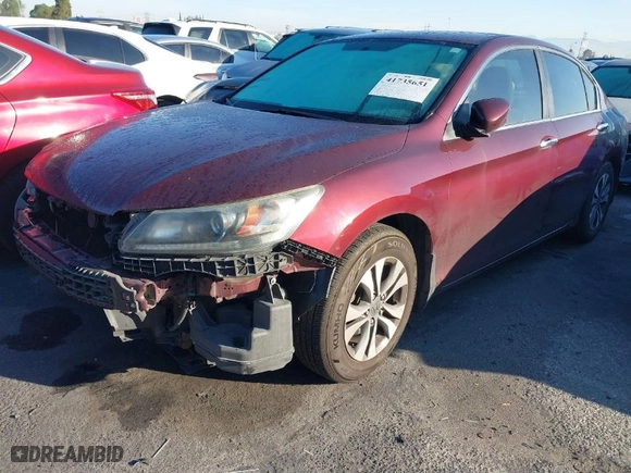 2013 Honda Accord Sdn LX with VIN 1HGCR2F33DA104595, listed as a IAAI auction lot 41735651 with 158,676 mi miles. Bid and sale history available at carsss.com. Image 2.