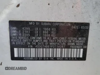 2023 Subaru Impreza with VIN 4S3GTAB61P3714287, listed as a Copart auction lot 52322735 with 13,712 mi miles and Clean title. Bid and sale history available at DreamBid. Image 13.