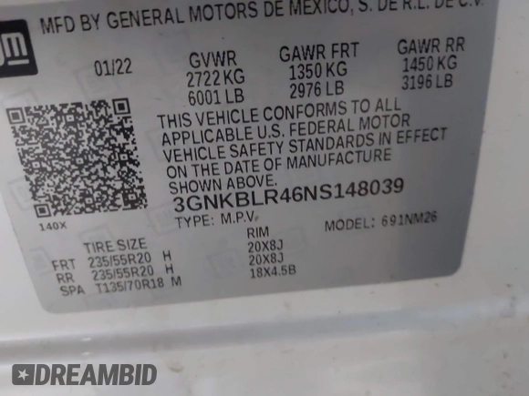 2022 Chevrolet Blazer Premier z VIN 3GNKBLR46NS148039, wystawiony jako IAAI lot #42264392 z przebiegiem 68 246 mil mil oraz . Historia ofert i sprzedaży dostępna na DreamBid. Obrazek 9.