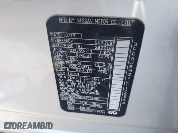2020 Infiniti QX50 Luxe z VIN 3PCAJ5M37LF105904, wystawiony jako IAAI lot #41251242 z przebiegiem 66 806 mil mil oraz . Historia ofert i sprzedaży dostępna na DreamBid. Obrazek 9.