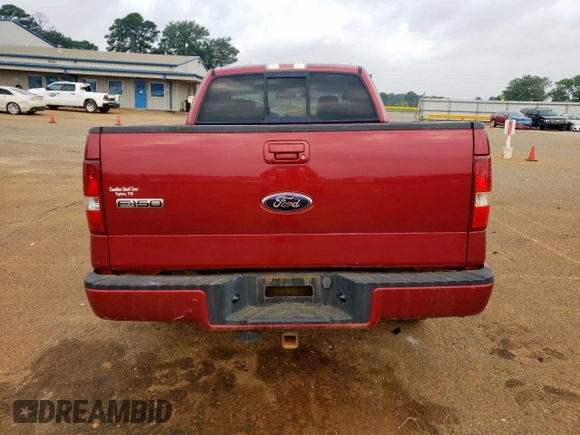 2008 Ford F-150 STX with VIN 1FTRX12W68KD11913, listed as a Copart auction lot 57166435 with 186,576 mi miles and Salvage title. Bid and sale history available at DreamBid. Image 6.