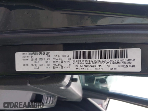 2012 Jeep Liberty Sport with VIN 1C4PJMAK8CW104272, listed as a IAAI auction lot 41841519 with 163,979 mi miles. Bid and sale history available at carsss.com. Image 9.