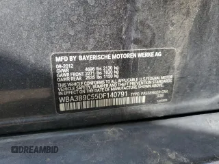 2013 BMW 3 Series 335i xDrive with VIN WBA3B9C55DF140791, listed as a Copart auction lot 56216555 with 135,095 mi miles and Salvage title. Bid and sale history available at DreamBid. Image 12.