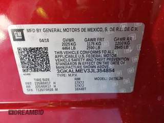 2018 GMC Terrain SLE with VIN 3GKALMEV3JL354854, listed as a Copart auction lot 45855925 with 57,327 mi miles and Clean Title. Bid and sale history available at carsss.com. Image 15.
