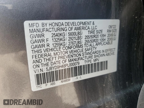 2023 Acura MDX Technology z VIN 5J8YD9H48PL000079, wystawiony jako Copart lot #60034455 z przebiegiem Nie podano mil oraz Czysty tytuł • Clean title. Historia ofert i sprzedaży dostępna na DreamBid. Obrazek 14.