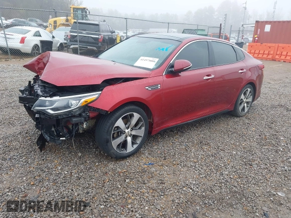 2019 Kia Optima LX with VIN 5XXGT4L32KG360570, listed as a IAAI auction lot 41497880 with 120,744 mi miles. Bid and sale history available at carsss.com. Image 2.
