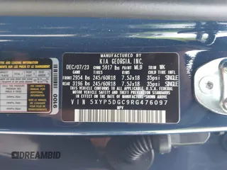2024 Kia Telluride SX Prestige X-Pro с VIN 5XYP5DGC9RG476097, выставлен на аукционе IAAI как лот 41865672 с пробегом 8 651 миль миль и . История ставок и продаж доступна на DreamBid. Изображение 9.