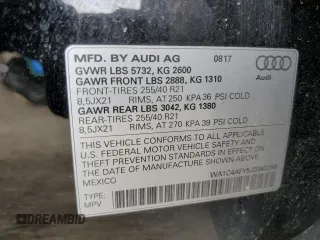 2018 Audi SQ5 Prestige with VIN WA1C4AFY5J2043298, listed as a Copart auction lot 53654434 with 135,553 mi miles and . Bid and sale history available at DreamBid. Image 12.