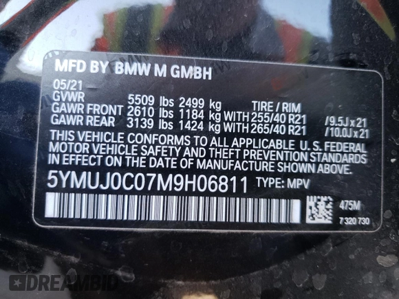 2021 BMW X4 M z VIN 5YMUJ0C07M9H06811, wystawiony jako Copart lot #60352142 z przebiegiem 20 169 mil mil oraz . Historia ofert i sprzedaży dostępna na DreamBid. Obrazek 10.