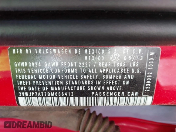 2013 Volkswagen Beetle 2.5L w/Sun/Sound/Nav с VIN 3VWJP7AT7DM686412, выставлен на аукционе IAAI как лот 42239653 с пробегом 76 237 миль миль и . История ставок и продаж доступна на DreamBid. Изображение 9.