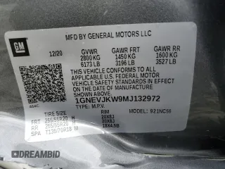 2021 Chevrolet Traverse RS with VIN 1GNEVJKW9MJ132972, listed as a Copart auction lot 39927333 with 24,497 mi miles. Bid and sale history available at carsss.com. Image 15.