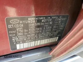 2005 Hyundai Santa Fe GLS with VIN KM8SC13E05U900292, listed as a Copart auction lot 72005604 with 121,849 mi miles and Salvage Title. Bid and sale history available at carsss.com. Image 15.