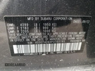2023 Subaru Impreza Premium z VIN 4S3GTAD6XP3703785, wystawiony jako Copart lot #79482384 z przebiegiem 8 662 mil mil oraz Szkoda całkowita • Salvage title. Historia ofert i sprzedaży dostępna na DreamBid. Obrazek 14.