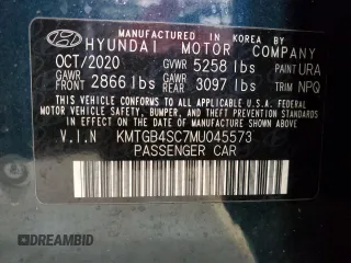 2021 Genesis G80 2.5T with VIN KMTGB4SC7MU045573, listed as a Copart auction lot 89157355 with 33,535 mi miles and Salvage Title. Bid and sale history available at DreamBid. Image 13.