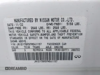2023 Infiniti Q50 Luxe with VIN JN1EV7BR5PM541157, listed as a IAAI auction lot 42452178 with 60,271 mi miles and . Bid and sale history available at DreamBid. Image 9.