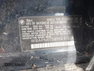 2009 BMW 3 Series 335i с VIN WBAPM77589NL87634, выставлен на аукционе IAAI как лот 42561950 с пробегом Не указан миль и . История ставок и продаж доступна на DreamBid. Изображение 9.