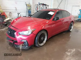 2021 Infiniti Q50 Red Sport 400 z VIN JN1FV7DR6MM881107, wystawiony jako IAAI lot #42370115 z przebiegiem 45 999 mil mil oraz . Historia ofert i sprzedaży dostępna na DreamBid. Obrazek 2.