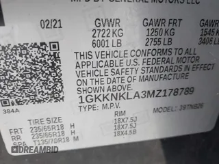 2021 GMC Acadia SLE with VIN 1GKKNKLA3MZ178789, listed as a IAAI auction lot 41609366 with Not Provided miles and . Bid and sale history available at DreamBid. Image 9.