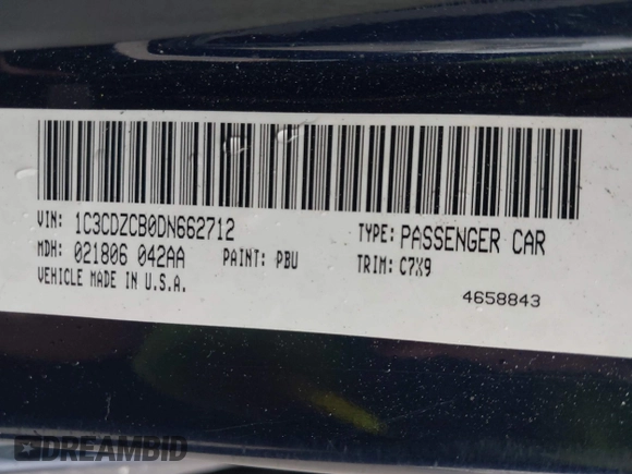 2013 Dodge Avenger SXT with VIN 1C3CDZCB0DN662712, listed as a IAAI auction lot 42070421 with 160,434 mi miles and . Bid and sale history available at carsss.com. Image 9.
