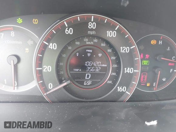 2016 Honda Accord Sport with VIN 1HGCR2F51GA057024, listed as a IAAI auction lot 42455009 with 106,420 mi miles and . Bid and sale history available at DreamBid. Image 7.