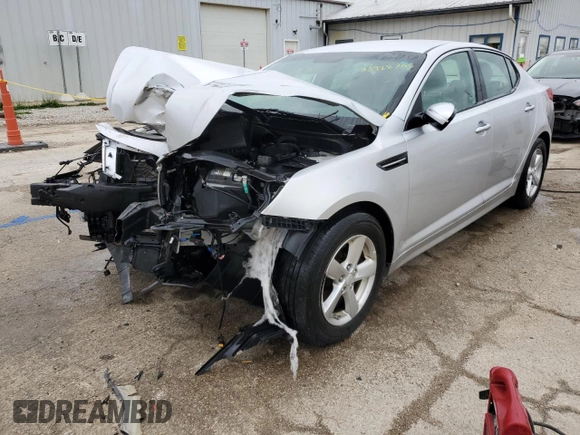 2014 Kia Optima LX z VIN 5XXGM4A73EG266544, wystawiony jako Copart lot #53988705 z przebiegiem 66 356 mil mil oraz Szkoda całkowita • Salvage title. Historia ofert i sprzedaży dostępna na DreamBid. Obrazek 1.