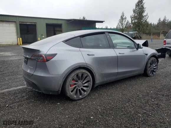 2025 Tesla Model Y Performance with VIN 7SAYGDEF2SF232223, listed as a Copart auction lot 50419235 with 0 mi miles and Salvage Title. Bid and sale history available at carsss.com. Image 3.