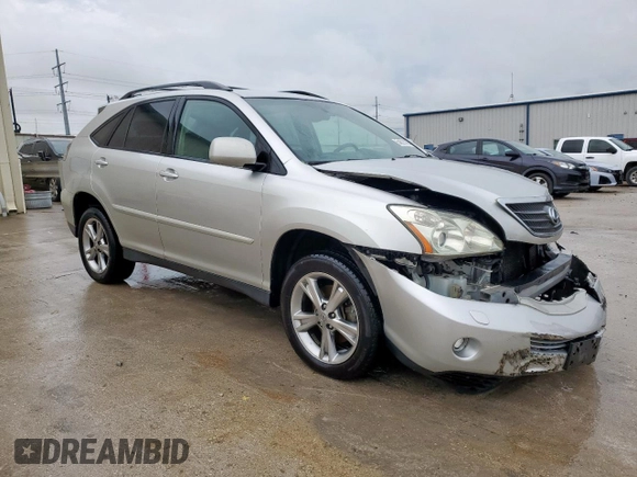 2006 Lexus RX 400h with VIN JTJGW31U762000555, listed as a Copart auction lot 54873185 with 191,579 mi miles and Salvage title. Bid and sale history available at DreamBid. Image 4.