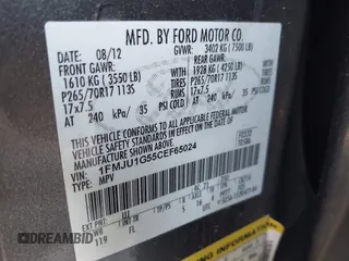 2012 Ford Expedition XL with VIN 1FMJU1G55CEF65024, listed as a IAAI auction lot 42366517 with 155,393 mi miles and . Bid and sale history available at DreamBid. Image 9.