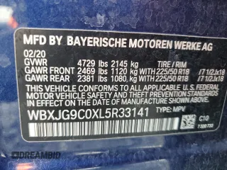 2020 BMW X1 xDrive28i with VIN WBXJG9C0XL5R33141, listed as a Copart auction lot 63040155 with 165,172 mi miles and Clean title. Bid and sale history available at DreamBid. Image 13.