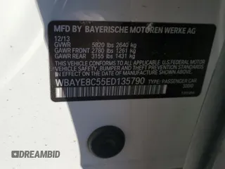 2014 BMW 7 Series ALPINA B7 with VIN WBAYE8C55ED135790, listed as a Copart auction lot 41574755 with 128,255 mi miles and Salvage Title. Bid and sale history available at carsss.com. Image 12.