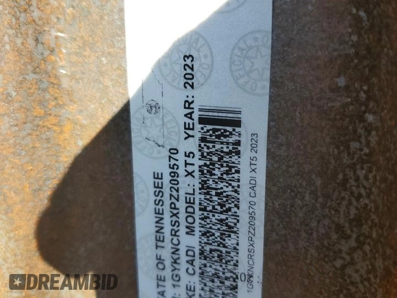 2023 Cadillac XT5 FWD Premium Luxury with VIN 1GYKNCRSXPZ209570, listed as a Copart auction lot 73050404 with 0 mi miles and Non Repairable. Bid and sale history available at carsss.com. Image 13.