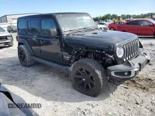 2022 Jeep Wrangler Unlimited Sahara Altitude with VIN 1C4HJXEG9NW191002, listed as a Copart auction lot 58635414 with 21,301 mi miles and Salvage title. Bid and sale history available at DreamBid. Image 4.