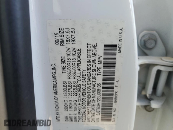 2016 Acura RDX Advance Pkg with VIN 5J8TB3H72GL008105, listed as a Copart auction lot 83442234 with 156,750 mi miles and Salvage Title. Bid and sale history available at carsss.com. Image 13.