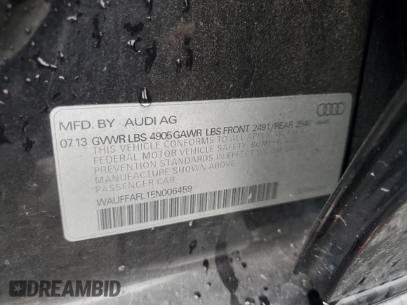 2014 Audi A4 Premium Plus z VIN WAUFFAFL1EN006459, wystawiony jako Copart lot #54127535 z przebiegiem 126 842 mil mil oraz Szkoda całkowita • Salvage title. Historia ofert i sprzedaży dostępna na DreamBid. Obrazek 12.