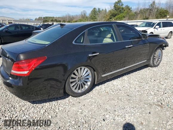 2014 Hyundai Equus Signature with VIN KMHGH4JH6EU077924, listed as a Copart auction lot 49043885 with 101,753 mi miles and Salvage Title. Bid and sale history available at DreamBid. Image 3.