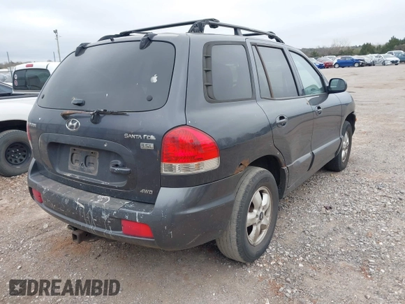 2005 Hyundai Santa Fe GLS with VIN KM8SC73E05U865692, listed as a IAAI auction lot 41914424 with 277,541 mi miles. Bid and sale history available at carsss.com. Image 4.
