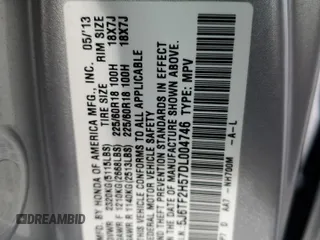 2013 Honda Crosstour EX-L with VIN 5J6TF2H57DL004746, listed as a Copart auction lot 77997274 with 0 mi miles and Salvage Title. Bid and sale history available at carsss.com. Image 13.