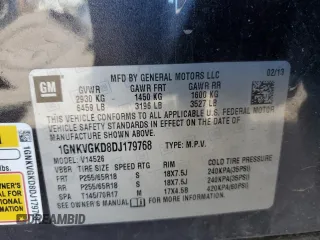 2013 Chevrolet Traverse LT with VIN 1GNKVGKD8DJ179768, listed as a Copart auction lot 50847965 with 173,978 mi miles and Clean Title. Bid and sale history available at DreamBid. Image 13.